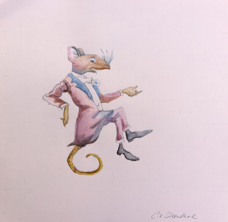 Aquarell einer Maus in Anzug